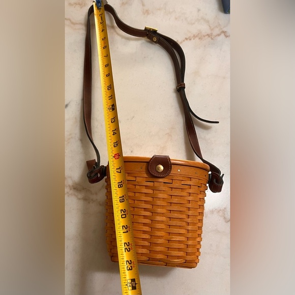 Rare Longaberger Hand Woven With Leather Strap And Trim Basket Purse Signed 2001 - Picture 9 of 14